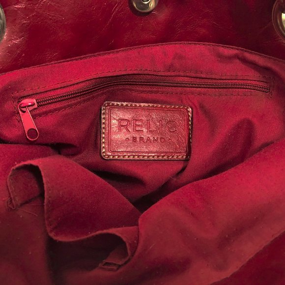 EUC Vintage Relic Burgundy Faux Leather Shoulder B - Picture 7 of 7